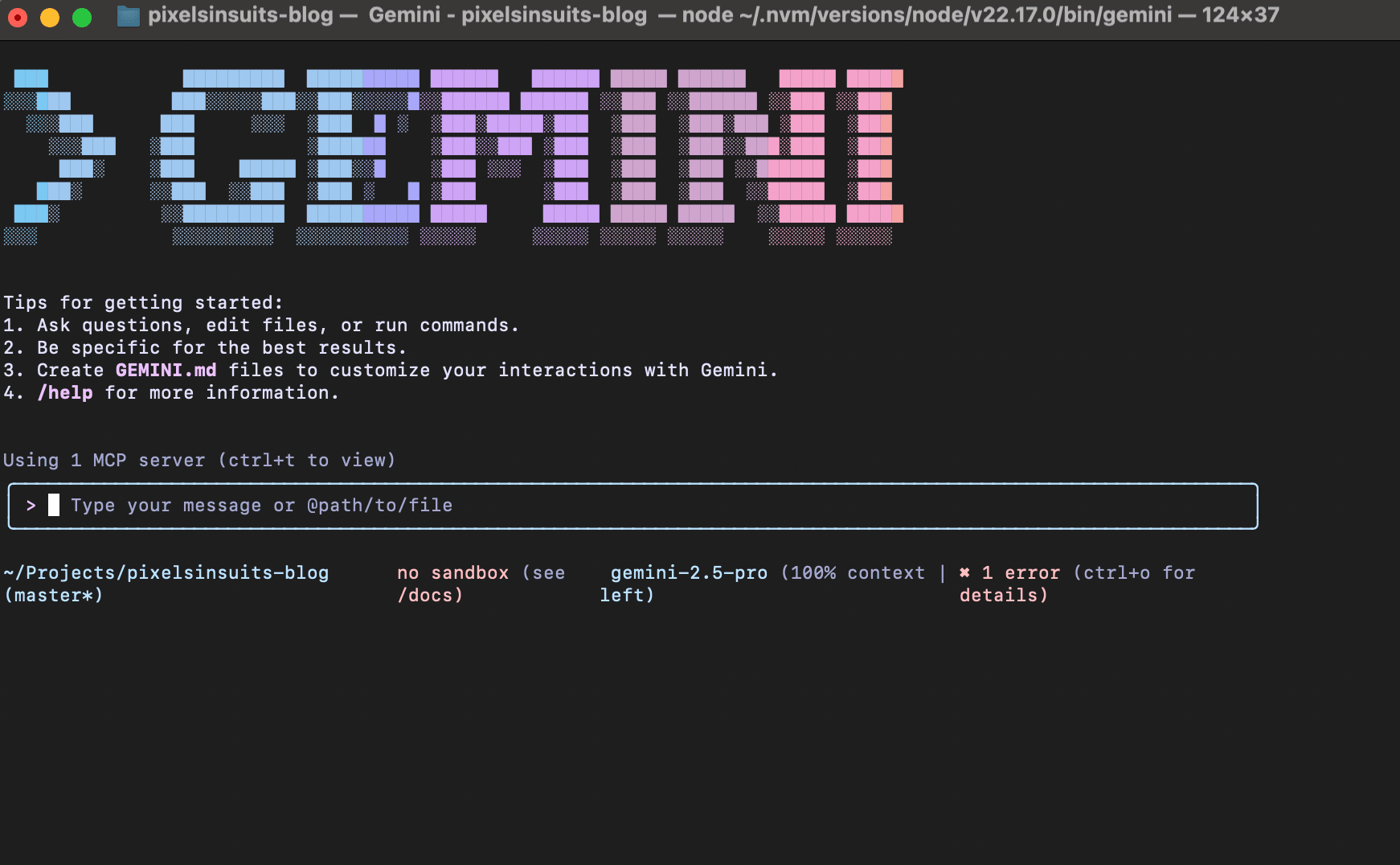 Gemini CLI launch screen