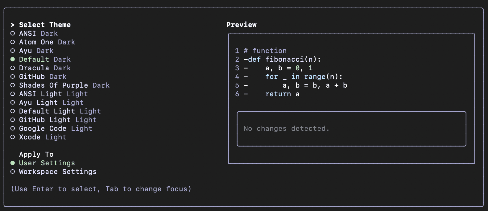 Gemini CLI theme selector